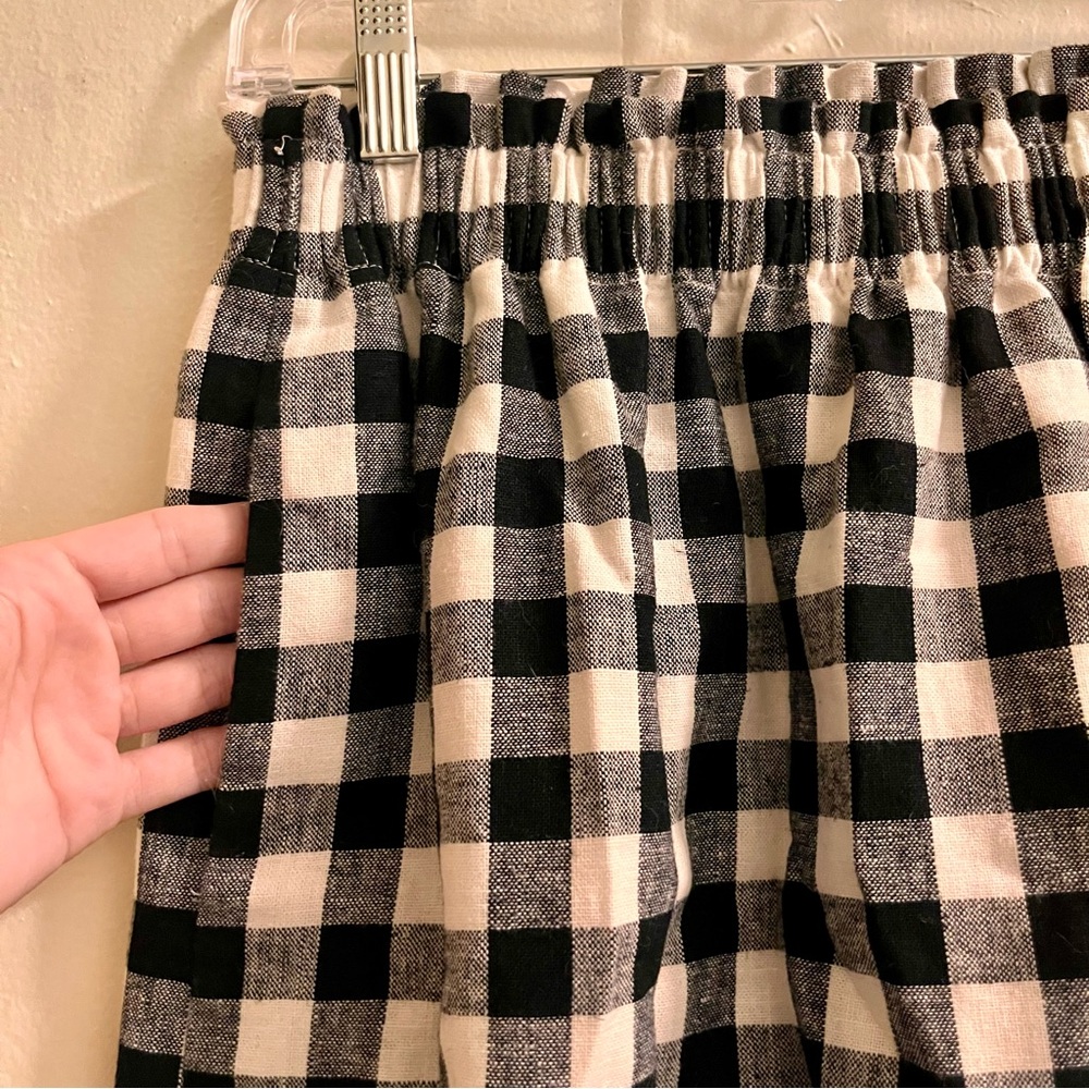J. Crew Black & White Plaid Gingham High Waist Scallop Hem Skirt Pockets - Picture 7 of 14